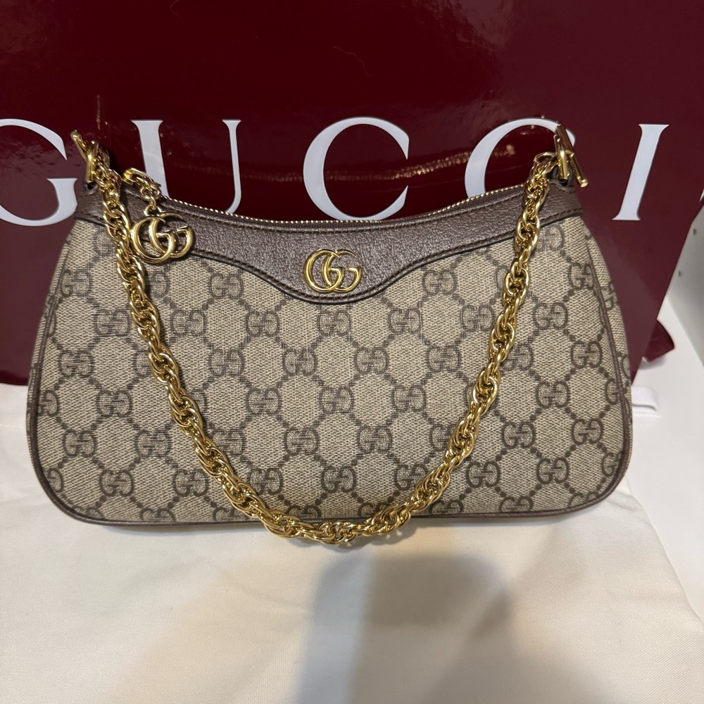 New in box Gucci Ophidia small shoulder bag beige and dark brown GG Supreme - Picture 16 of 16
